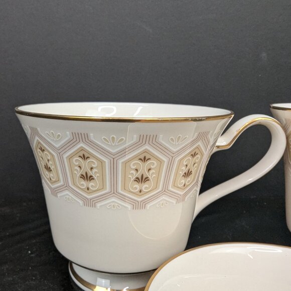 Noritake Japan Kingswood 7178 Footed Gold Trim 6 Oz Teacup Set of 3 - Picture 2 of 10